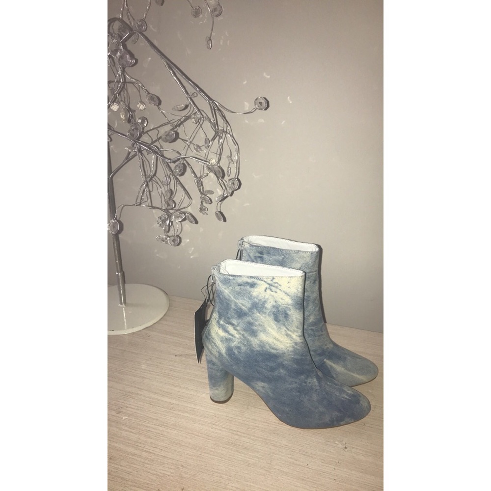 Acid Wash Denim Ankle Boots